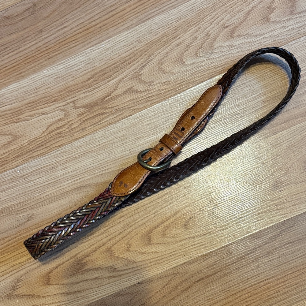 Braided Leather Belt - Brown with solid brass buckle